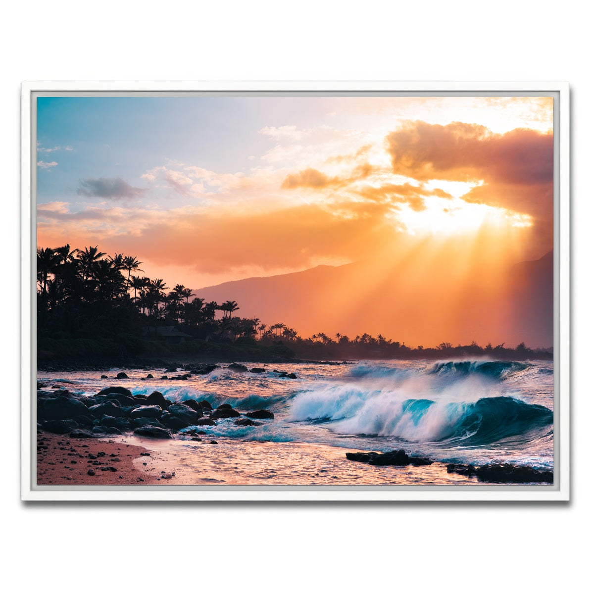 AUTO-MOCKUP WHITE | Sunset Paradise | 1 Piece | White Framed Canvas | group=4x3