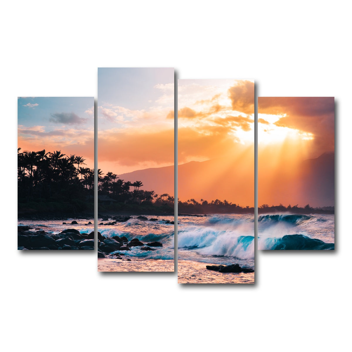 AUTO-MOCKUP WHITE | Sunset Paradise | 4 Piece | Gallery Wrap Canvas | group=4_short