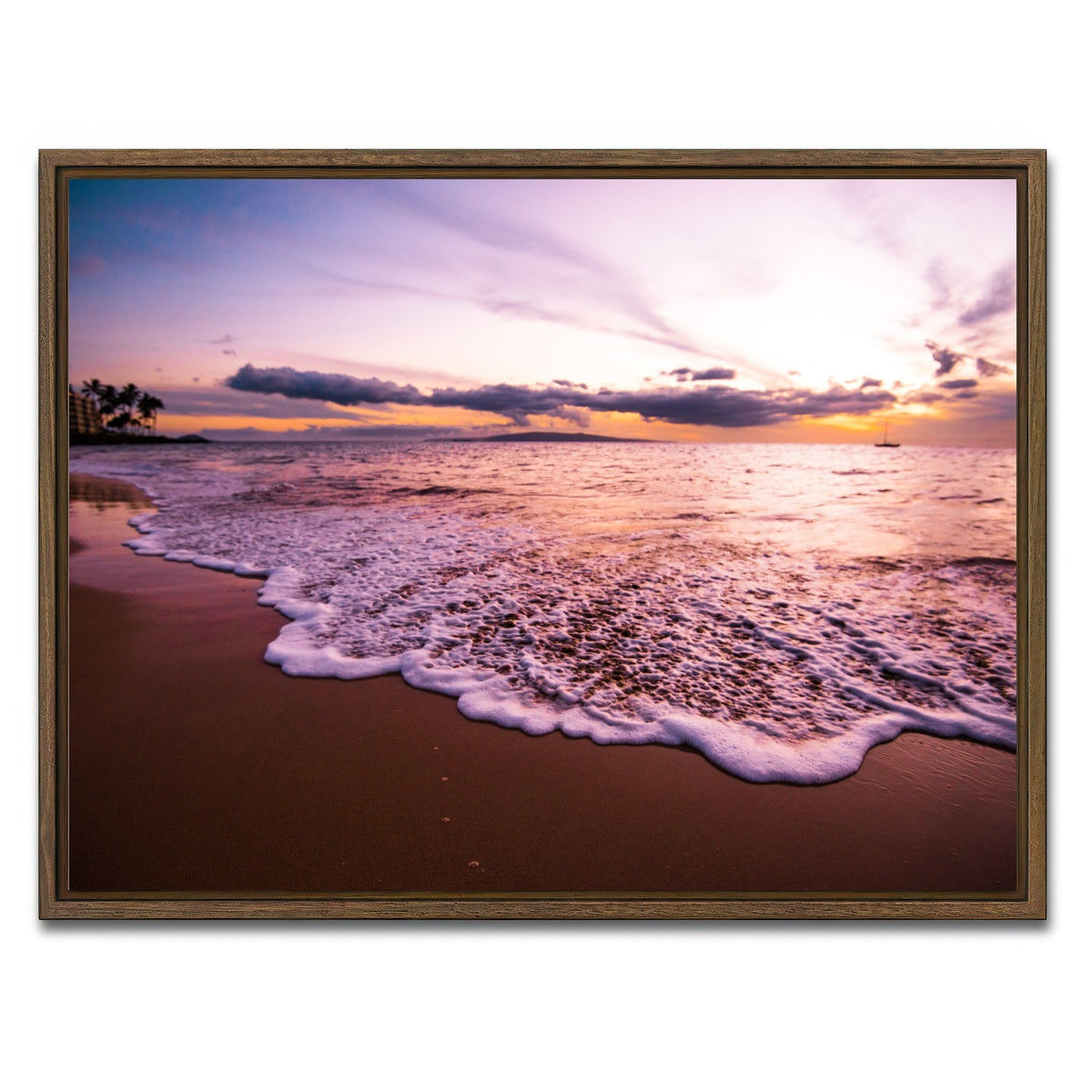 AUTO-MOCKUP WHITE | Sunset Waves | 1 Piece | Walnut Framed Canvas | group=4x3
