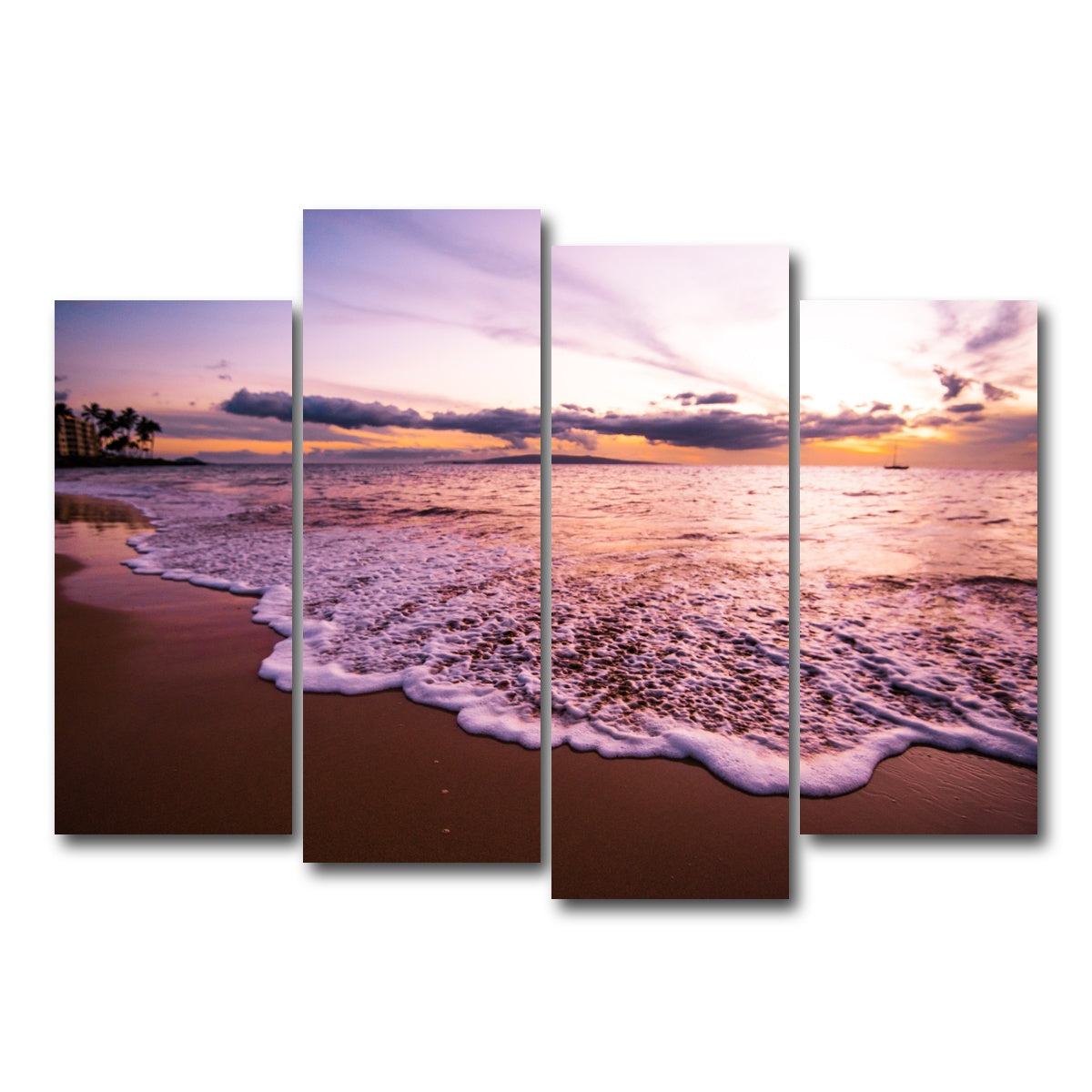 AUTO-MOCKUP WHITE | Sunset Waves | 4 Piece | Gallery Wrap Canvas | group=4_normal