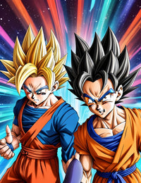 Super Saiyan Goku vs Base Form Goku Wall Art