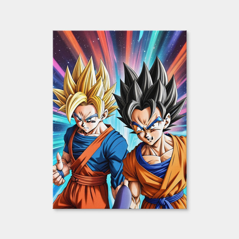 AUTO-MOCKUP WHITE | Super Saiyan Goku vs Base Form Goku | 1 Piece | Gallery Wrap | group=3x4