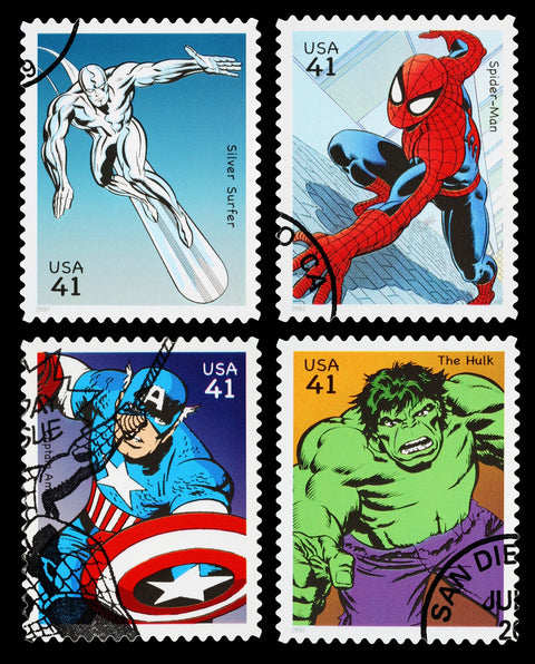 Superhero Postage Stamps Wall Art