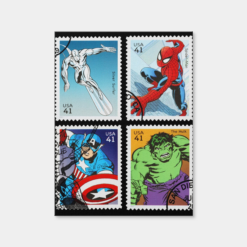 AUTO-MOCKUP WHITE | Superhero Postage Stamps | 1 Piece | Gallery Wrap | group=3x4