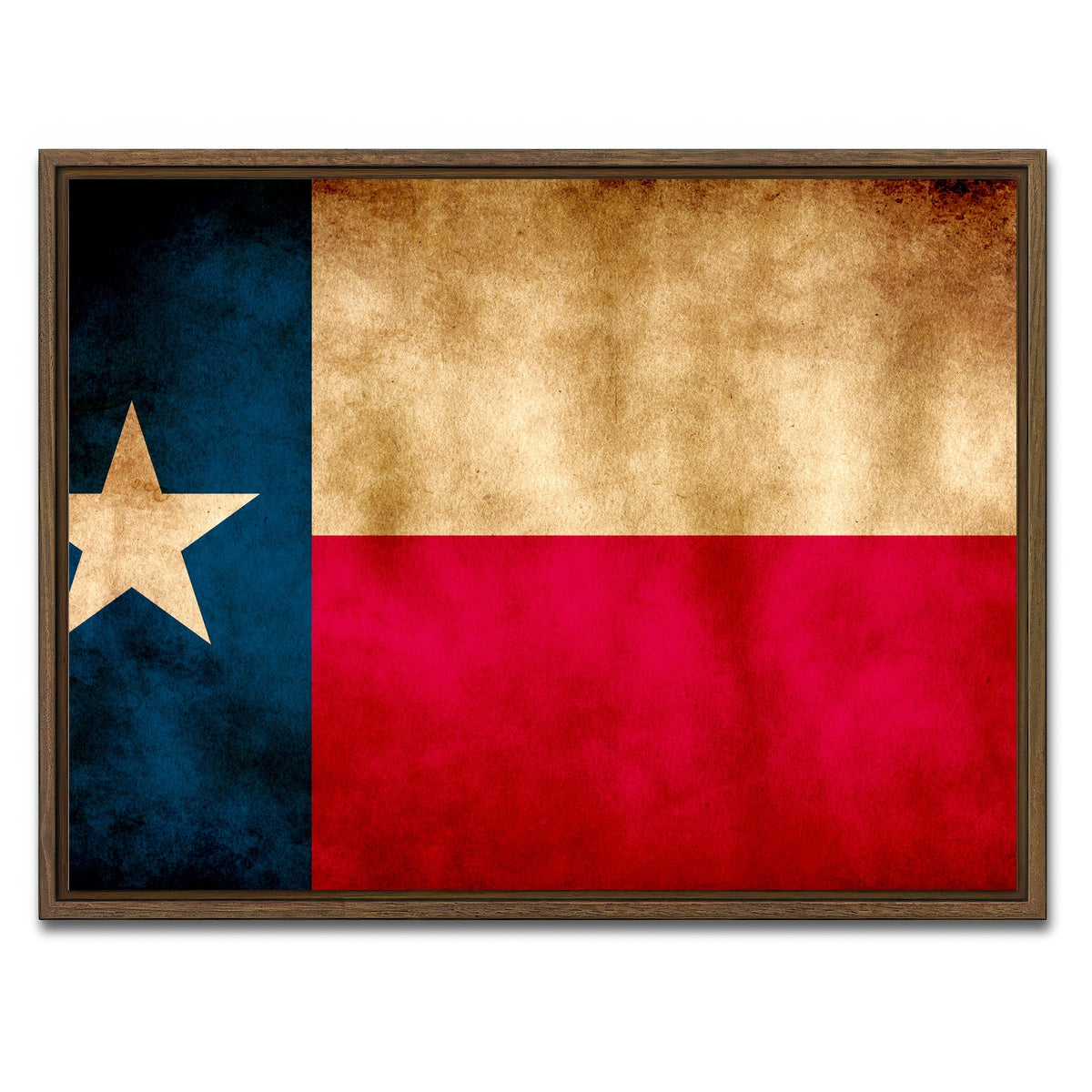 AUTO-MOCKUP WHITE | Texas State Flag | 1 Piece | Walnut Framed Canvas | group=4x3