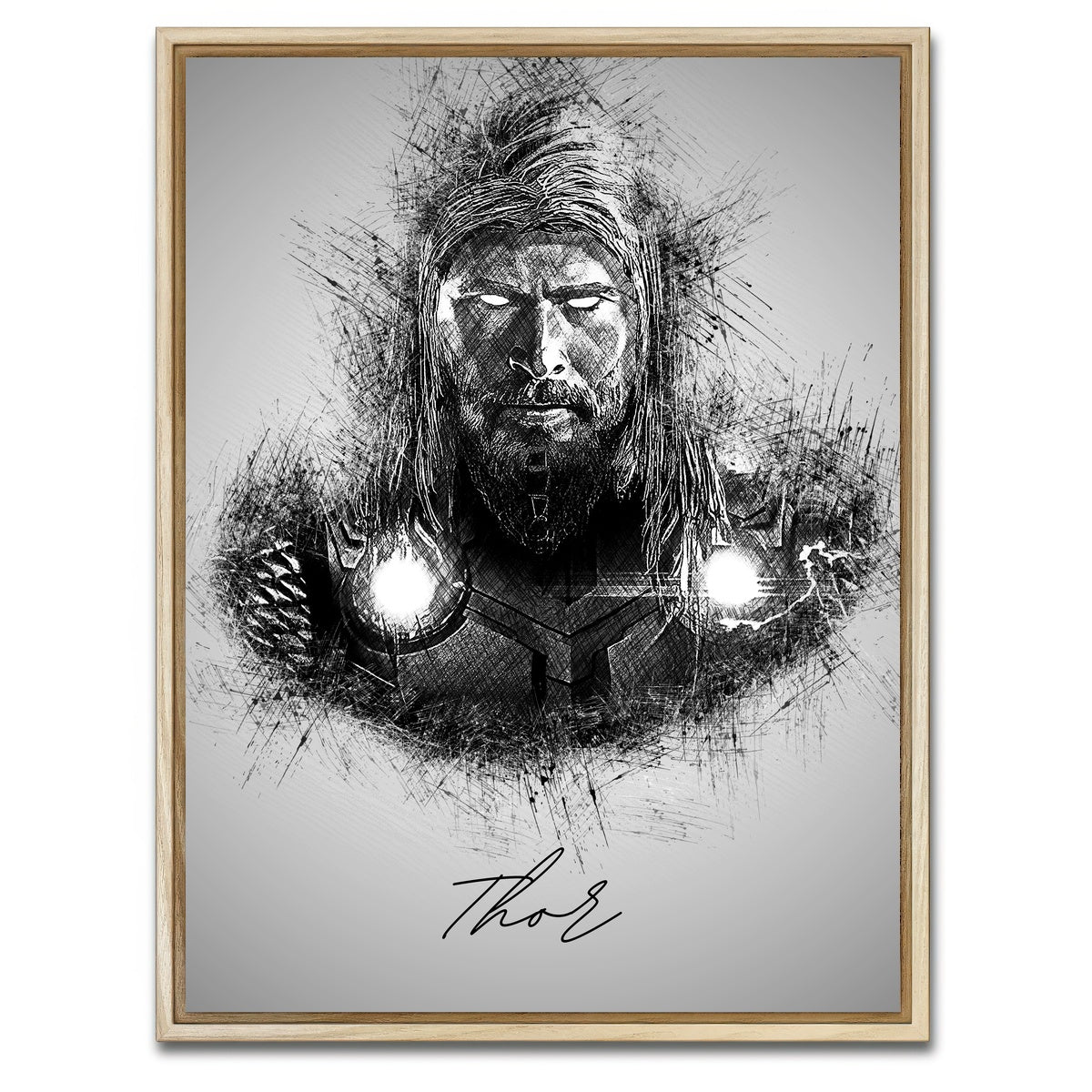 AUTO-MOCKUP WHITE | Thor Sketch | 1 Piece | Natural Framed Canvas | group=3x4