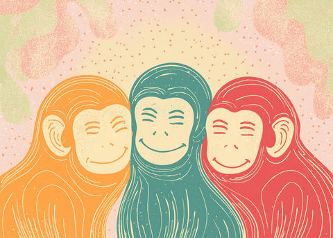 Three Monkeys Art Print Wall Art