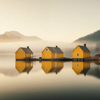 Three Yellow Houses Wall Art