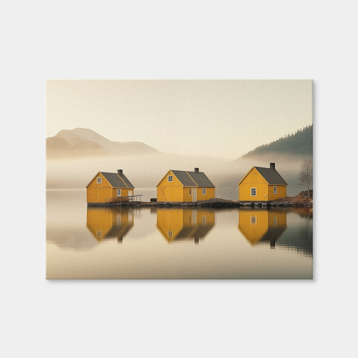 AUTO-MOCKUP WHITE | Three Yellow Houses | 1 Piece | Gallery Wrap | group=4x3