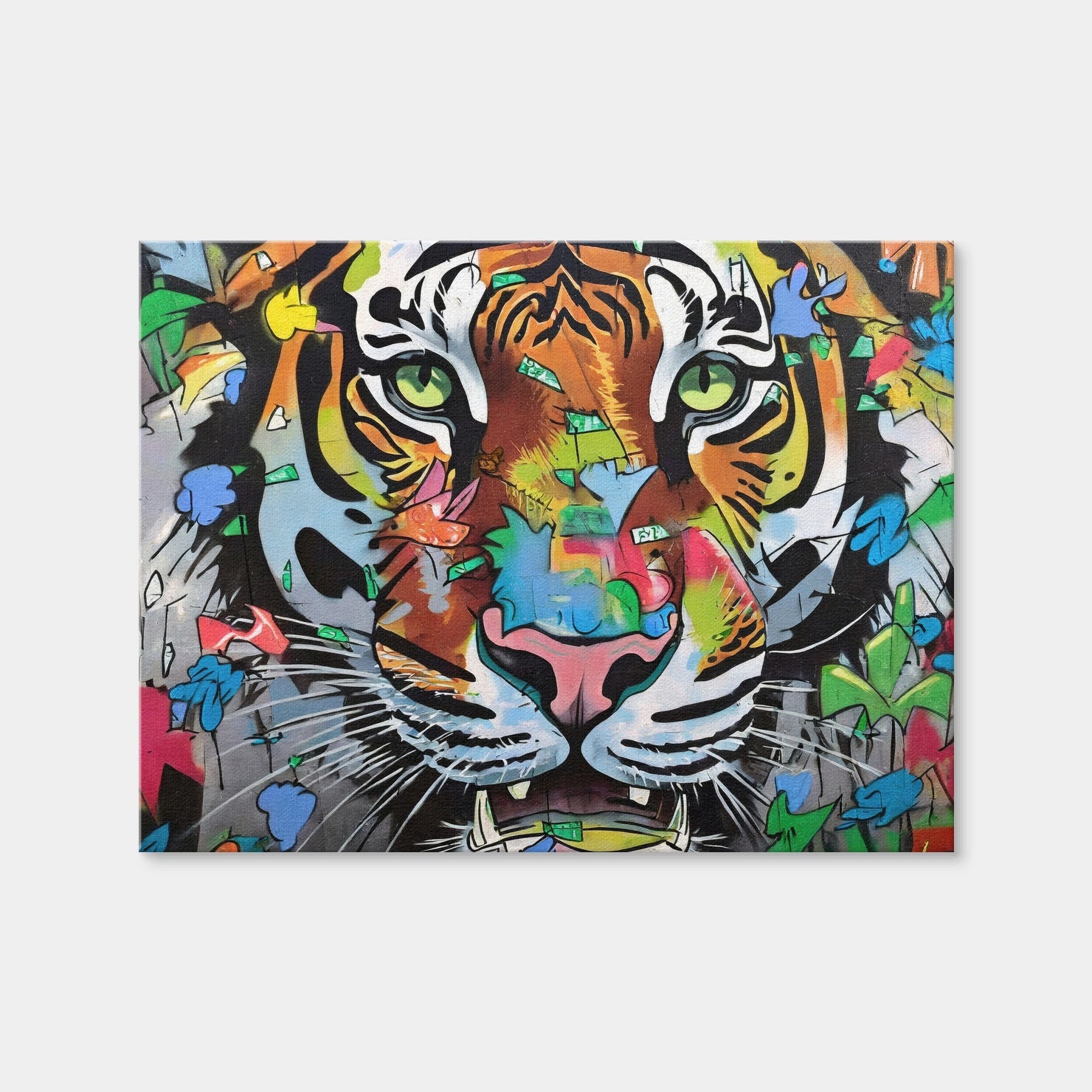 AUTO-MOCKUP WHITE | Tiger Graffiti | 1 Piece | Gallery Wrap Canvas | group=4x3