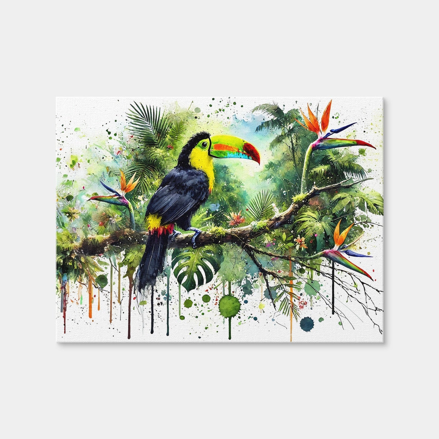 AUTO-MOCKUP WHITE | Toucan Watercolor V2 | 1 Piece | Gallery Wrap Canvas | group=4x3