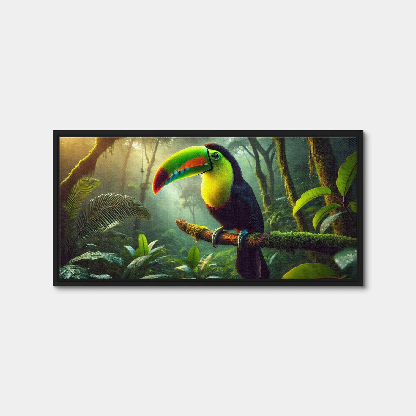 AUTO-MOCKUP WHITE | Toucan on Branch | 1 Piece | Black Framed Canvas | group=2x1
