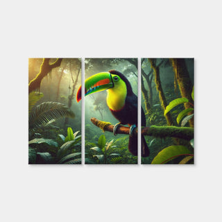 AUTO-MOCKUP WHITE | Toucan on Branch | 3 Piece | Gallery Wrap | group=12x24