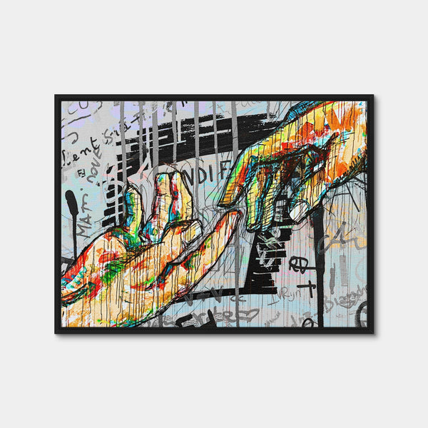Touch Hand Design Wall Art — Framed Canvas Format preview