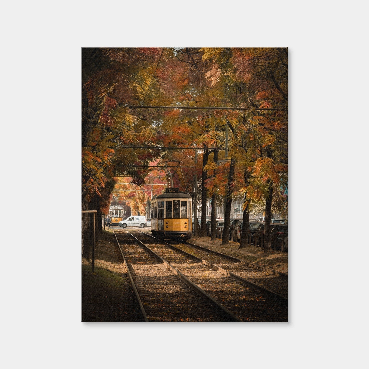 AUTO-MOCKUP WHITE | Tram in Autumn | 1 Piece | Gallery Wrap | group=3x4