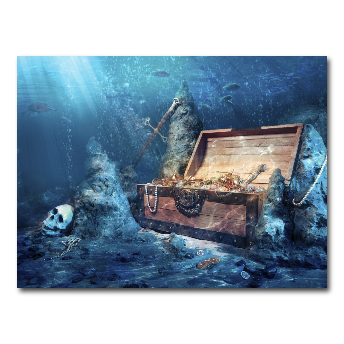 AUTO-MOCKUP WHITE | Treasure Chest Underwater | 1 Piece | Gallery Wrap Canvas | group=4x3