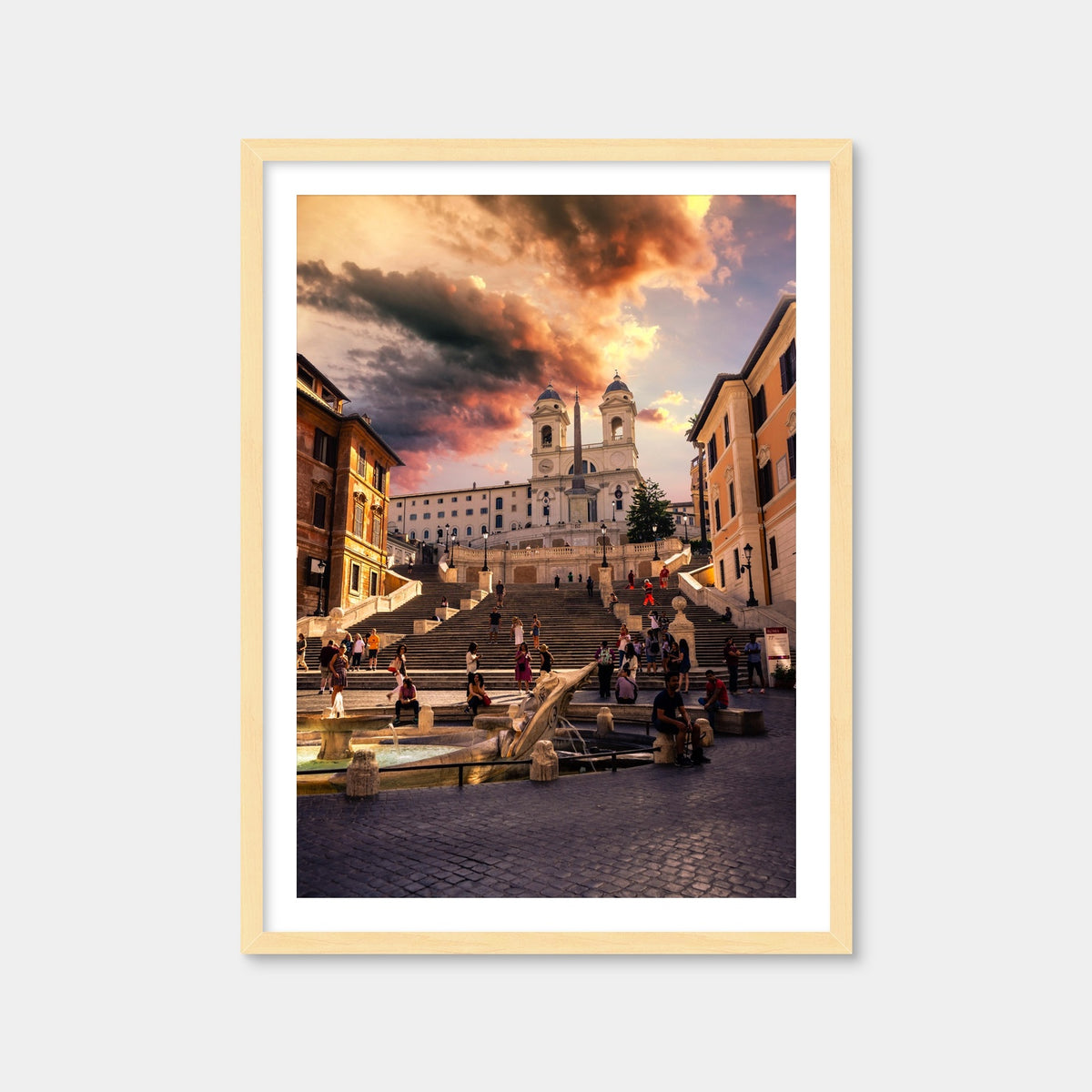 AUTO-MOCKUP WHITE | Trinita dei Monti and Piazza di Spagna | 1 Piece | Natural Framed Print | group=3x4