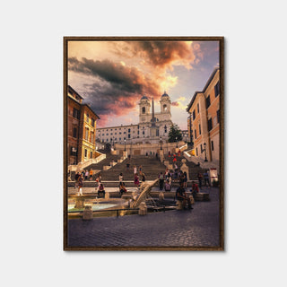 AUTO-MOCKUP WHITE | Trinita dei Monti and Piazza di Spagna | 1 Piece | Walnut Framed Canvas | group=3x4
