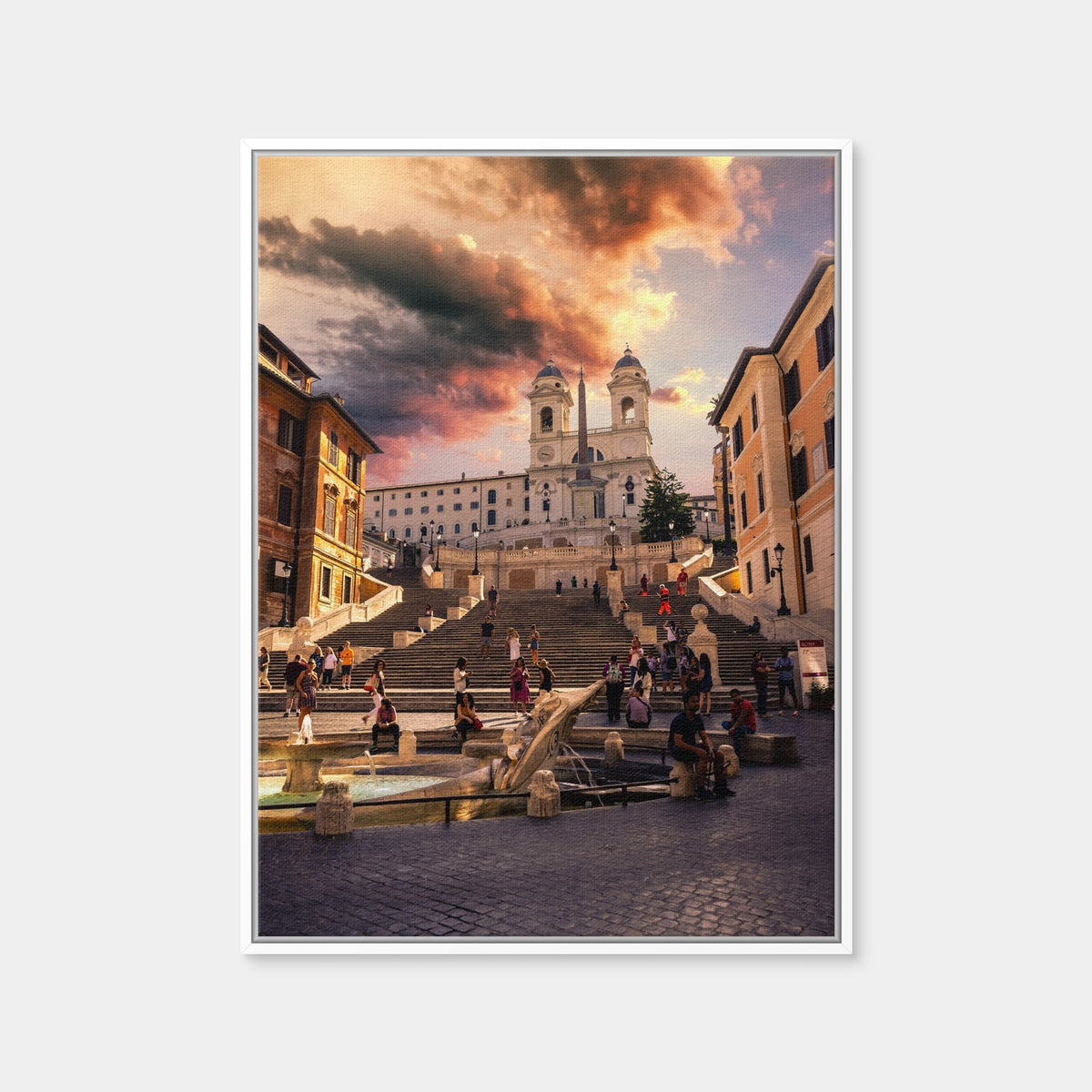 AUTO-MOCKUP WHITE | Trinita dei Monti and Piazza di Spagna | 1 Piece | White Framed Canvas | group=3x4
