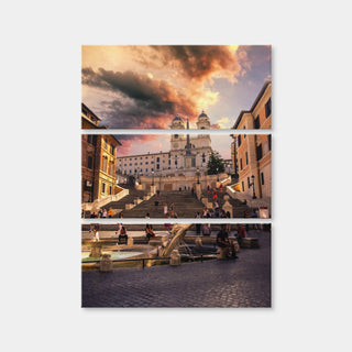 AUTO-MOCKUP WHITE | Trinita dei Monti and Piazza di Spagna | 3 Piece | Gallery Wrap Canvas | group=8x18_stacked