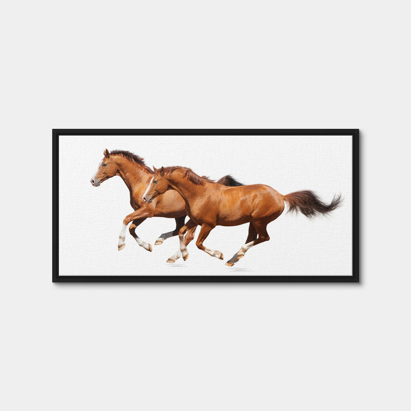 AUTO-MOCKUP WHITE | Two Sorrel Horses | 1 Piece | Black Framed Canvas | group=2x1