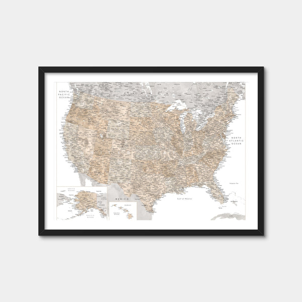 US Map Wall Art — Framed Print Format preview
