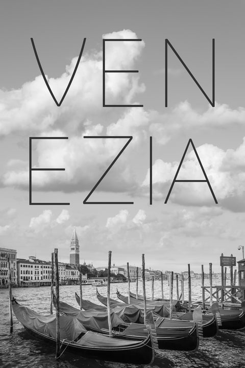 VENICE Grand Canal and St Mark's Campanile Text Wall Art