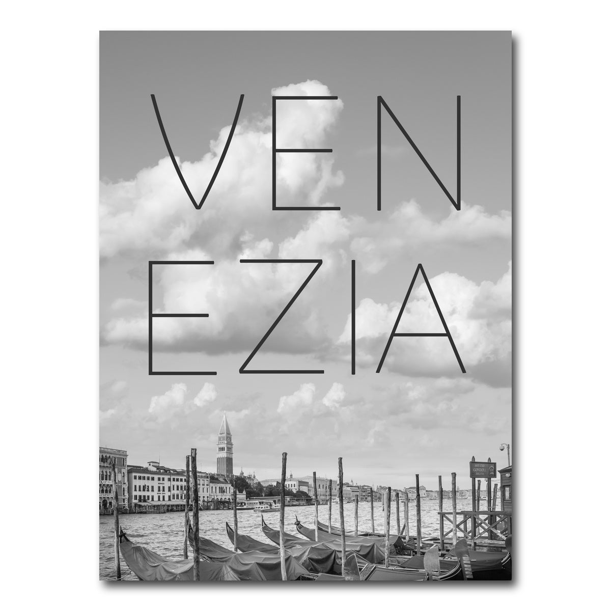 AUTO-MOCKUP WHITE | VENICE Grand Canal and St Mark's Campanile Text | 1 Piece | Gallery Wrap Canvas | group=3x4