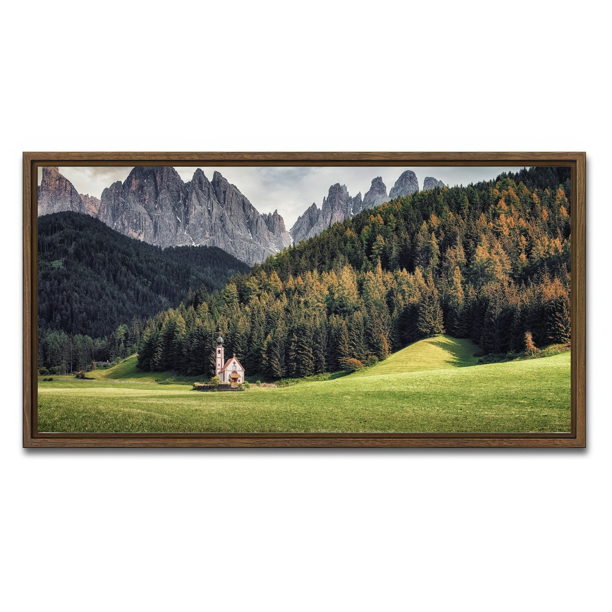 AUTO-MOCKUP WHITE | Val Di Funes | 1 Piece | Walnut Framed Canvas | group=2x1