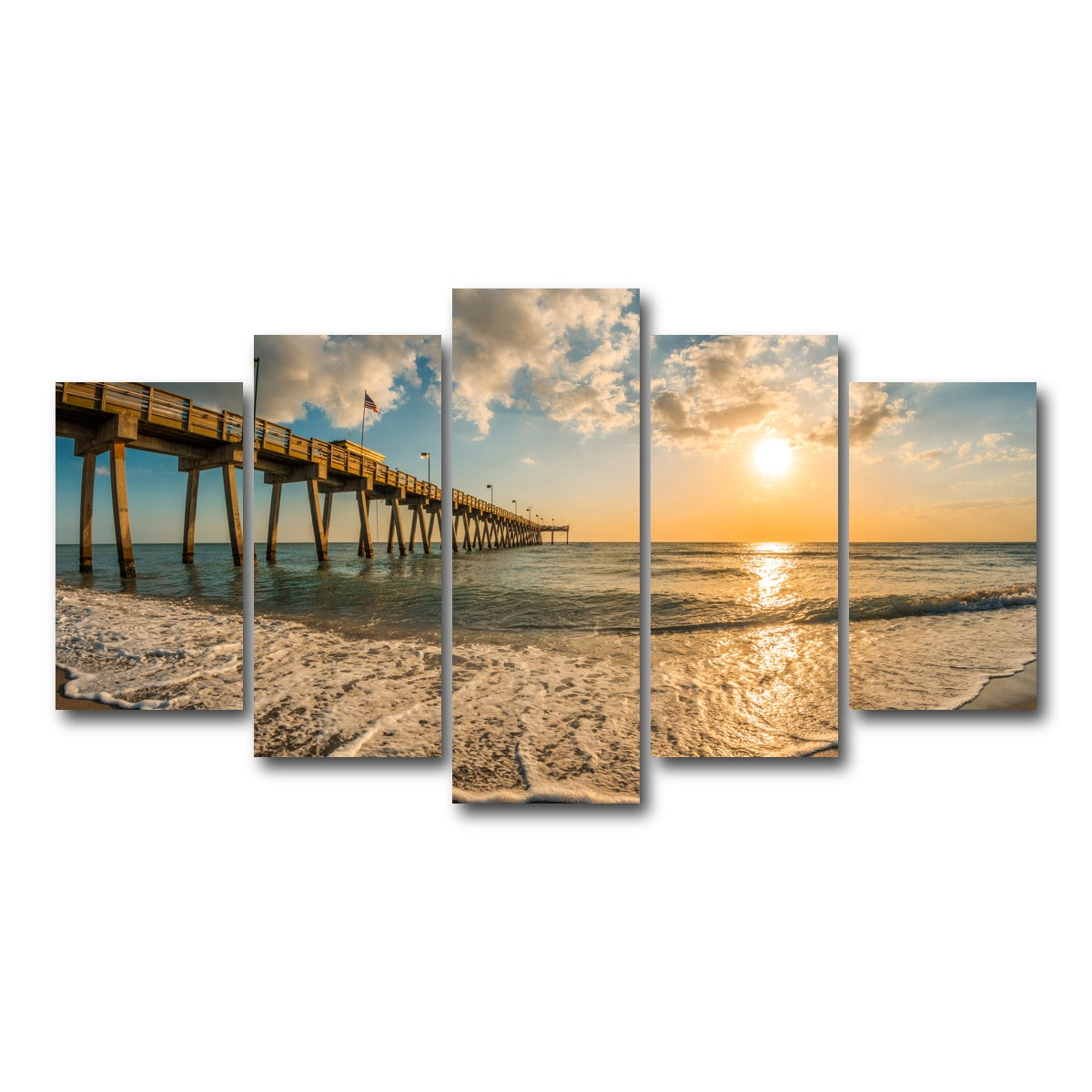 AUTO-MOCKUP WHITE | Venice Pier Sunset | 5 Piece | Gallery Wrap Canvas | group=5_normal