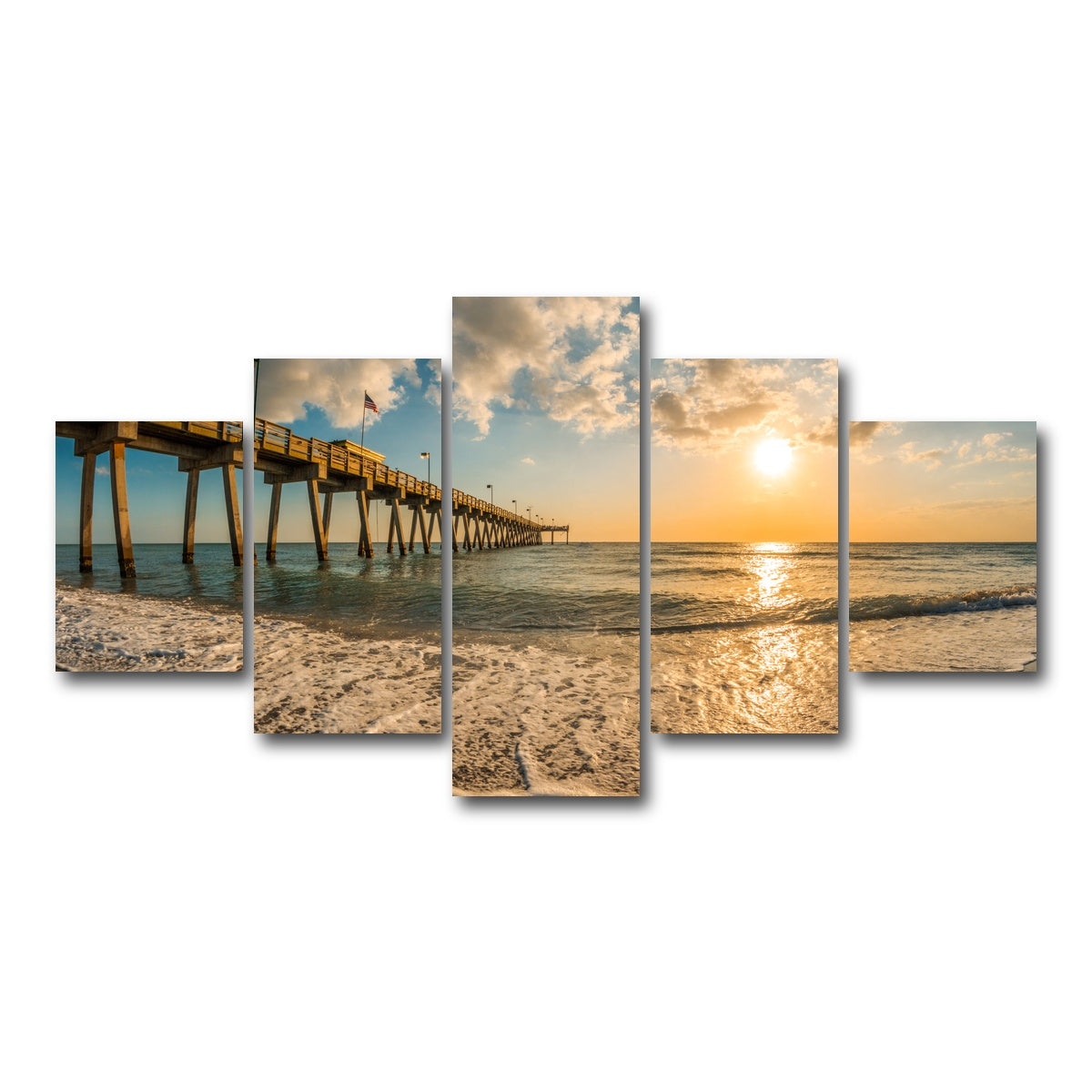 AUTO-MOCKUP WHITE | Venice Pier Sunset | 5 Piece | Gallery Wrap Canvas | group=5_short