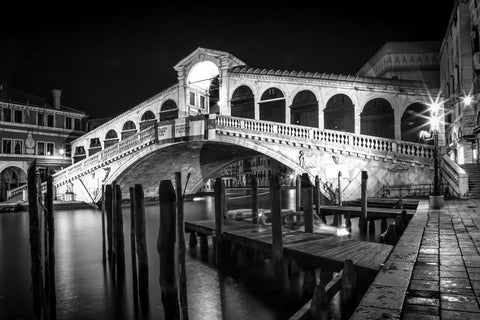 Venice Rialto Bridge at Night Wall Art