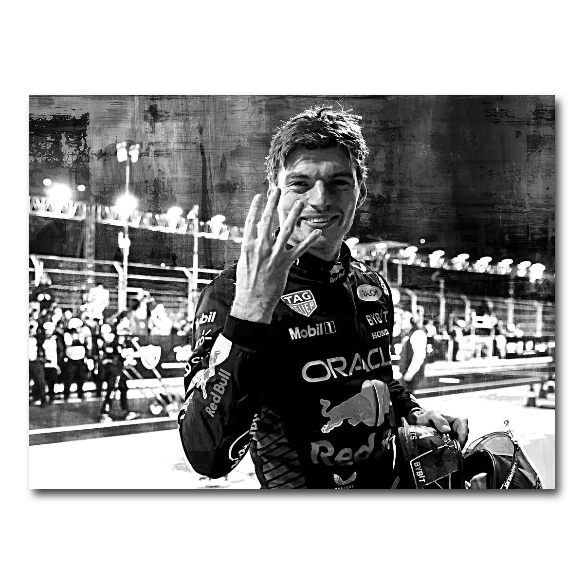 AUTO-MOCKUP WHITE | Verstappen Grayscale | 1 Piece | Gallery Wrap Canvas | group=4x3