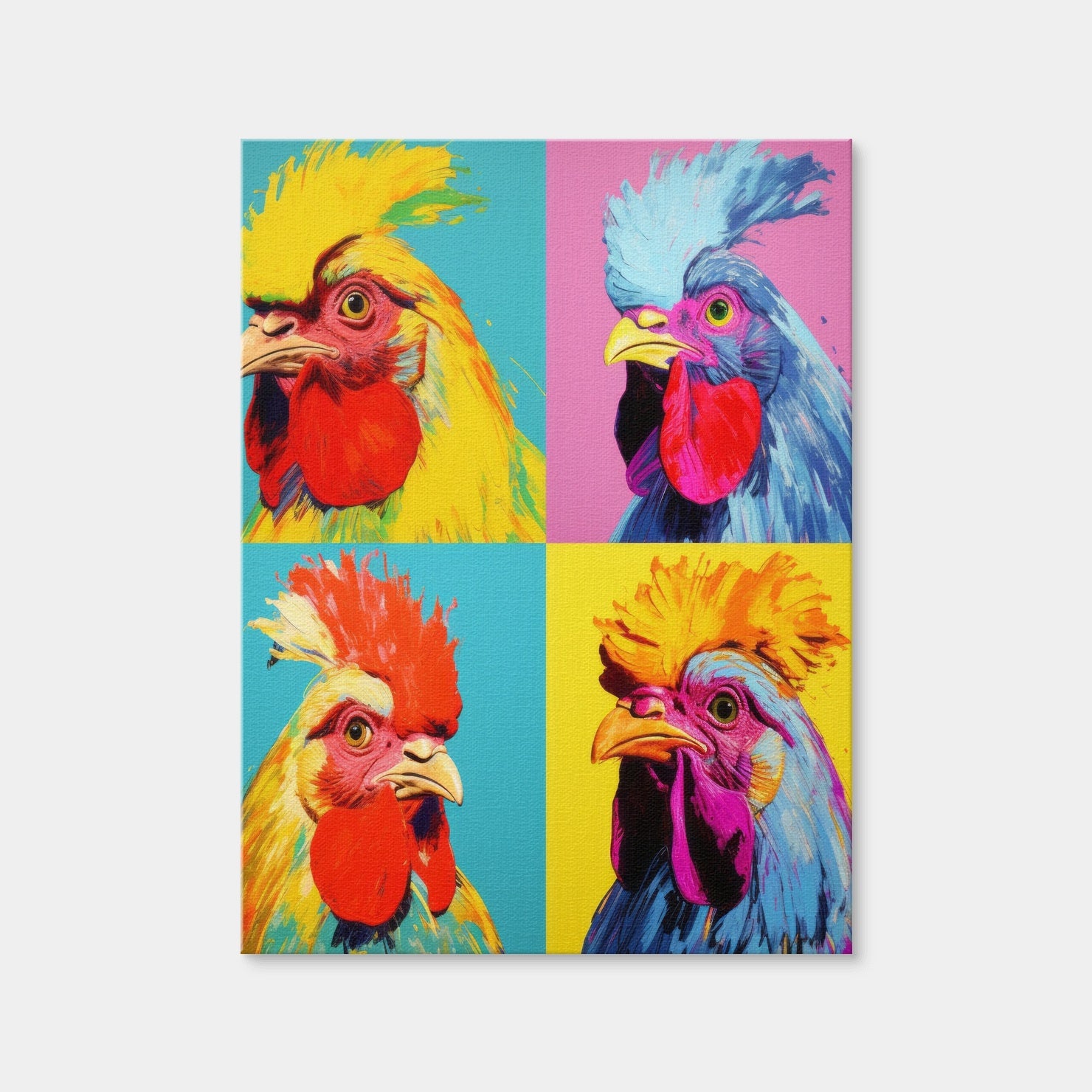AUTO-MOCKUP WHITE | Vibrant Rooster Paintings | 1 Piece | Gallery Wrap | group=3x4