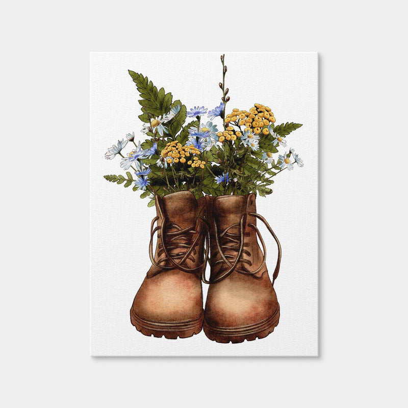 AUTO-MOCKUP WHITE | Vintage Boots with Wildflowers | 1 Piece | Gallery Wrap | group=3x4