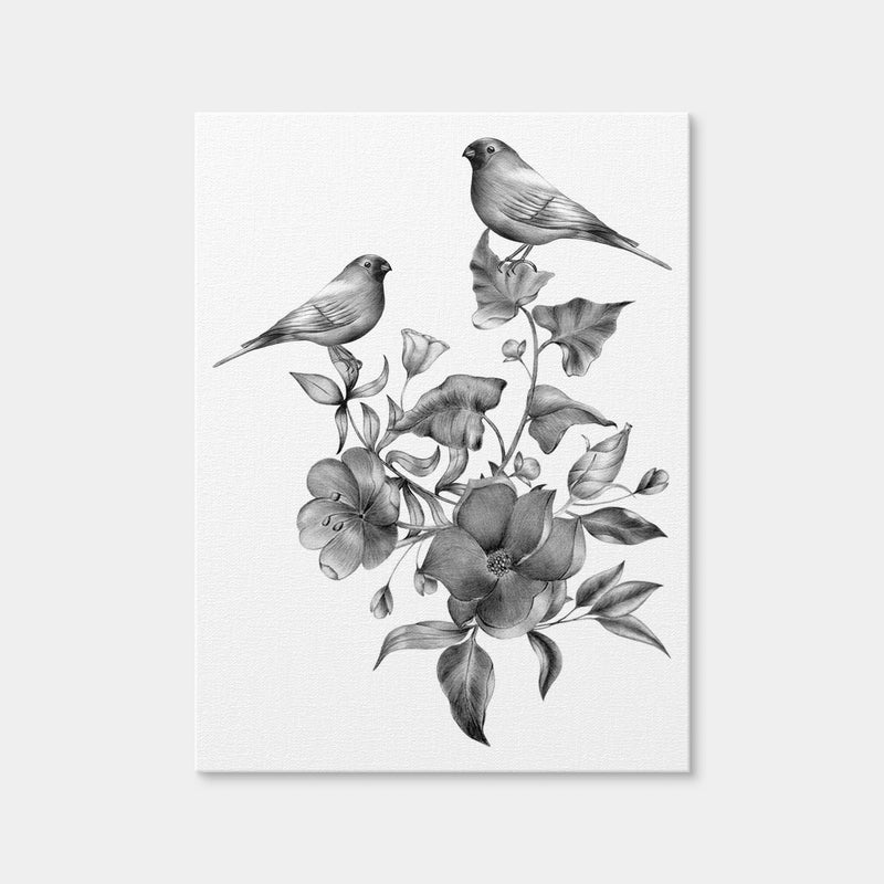 AUTO-MOCKUP WHITE | Vintage Flowers and Birds | 1 Piece | Gallery Wrap | group=3x4