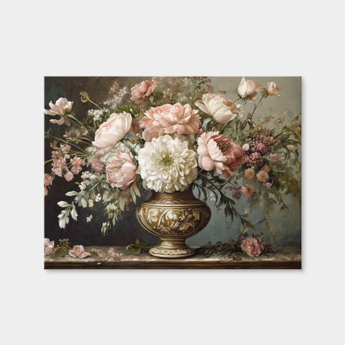 AUTO-MOCKUP WHITE | Vintage Flowers in Old Vase | 1 Piece | Gallery Wrap | group=4x3