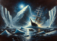 Vintage Ship & Icebergs Wall Art