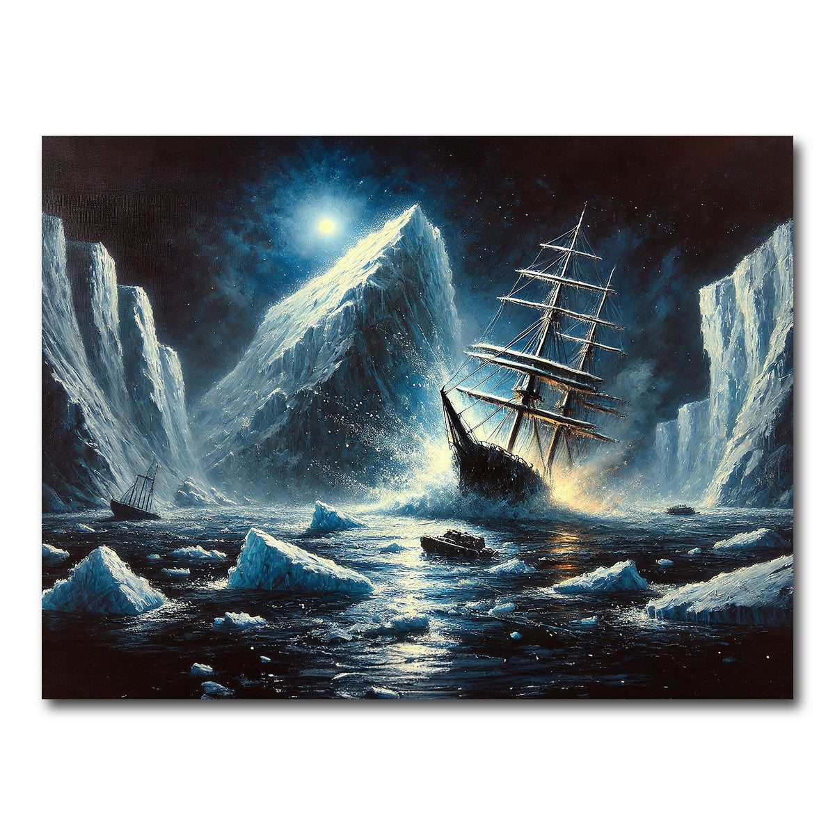 AUTO-MOCKUP WHITE | Vintage Ship & Icebergs | 1 Piece | Gallery Wrap Canvas | group=4x3