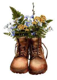 Vintage boots with wildflowers Wall Art