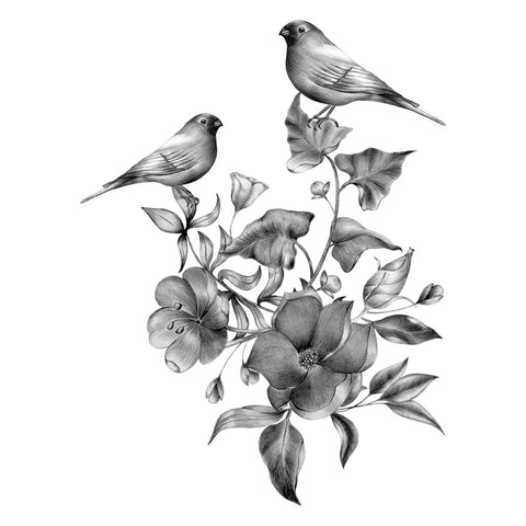 Vintage flowers and birds Wall Art