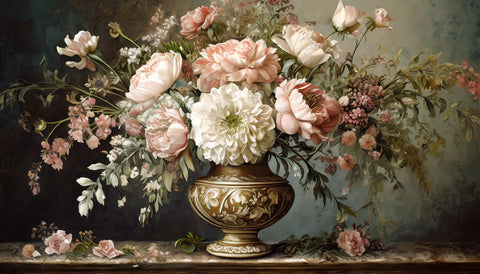Vintage flowers in old vase Wall Art