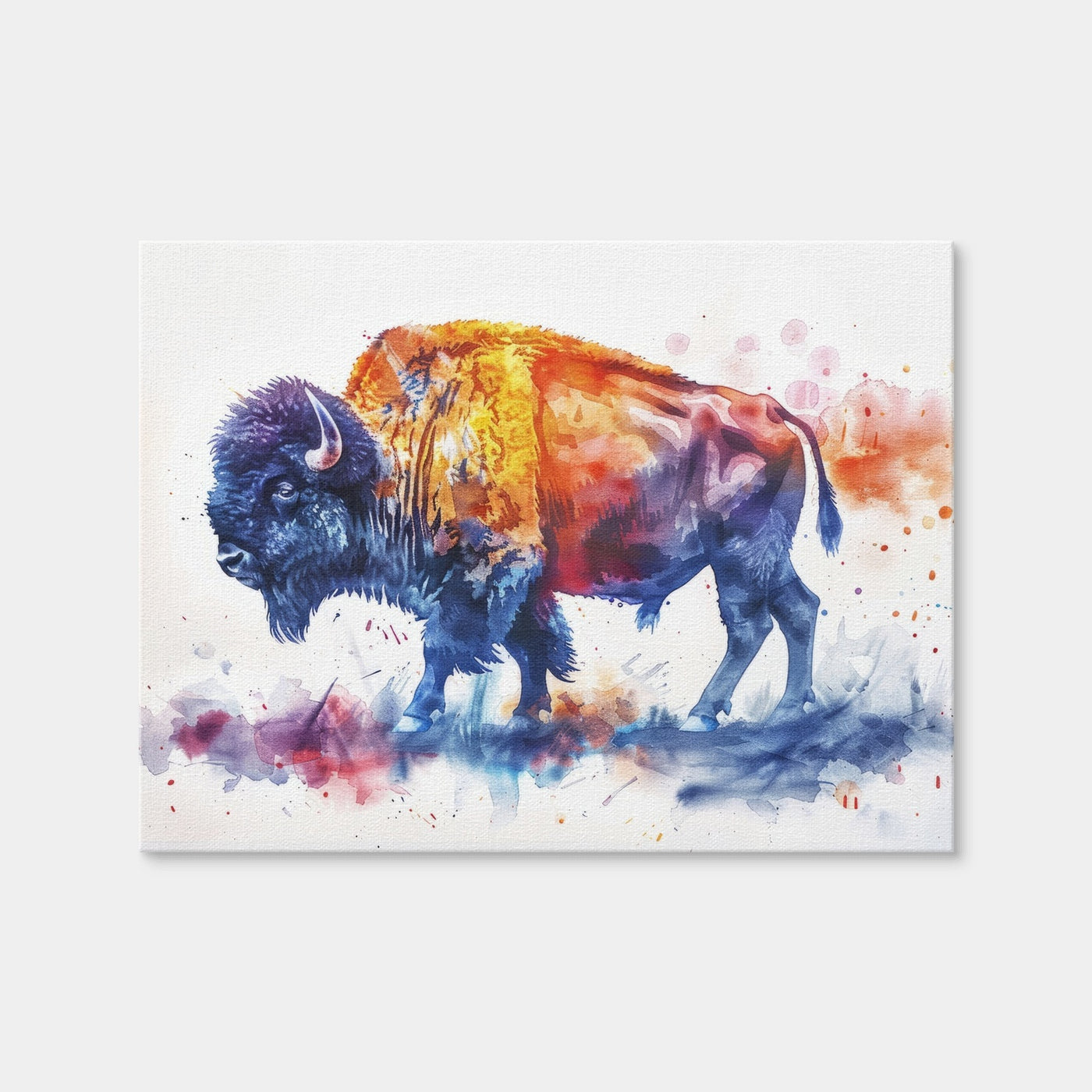 AUTO-MOCKUP WHITE | Vivid Watercolor Bison | 1 Piece | Gallery Wrap | group=4x3