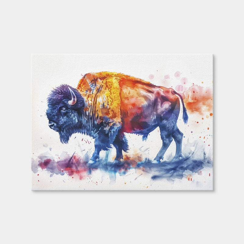 AUTO-MOCKUP WHITE | Vivid Watercolor Bison | 1 Piece | Gallery Wrap | group=4x3