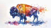 Vivid watercolor bison Wall Art