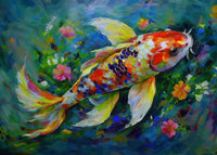 Watercolor Koi Fish Wall Art