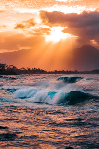 Waves at Sunset Wall Art
