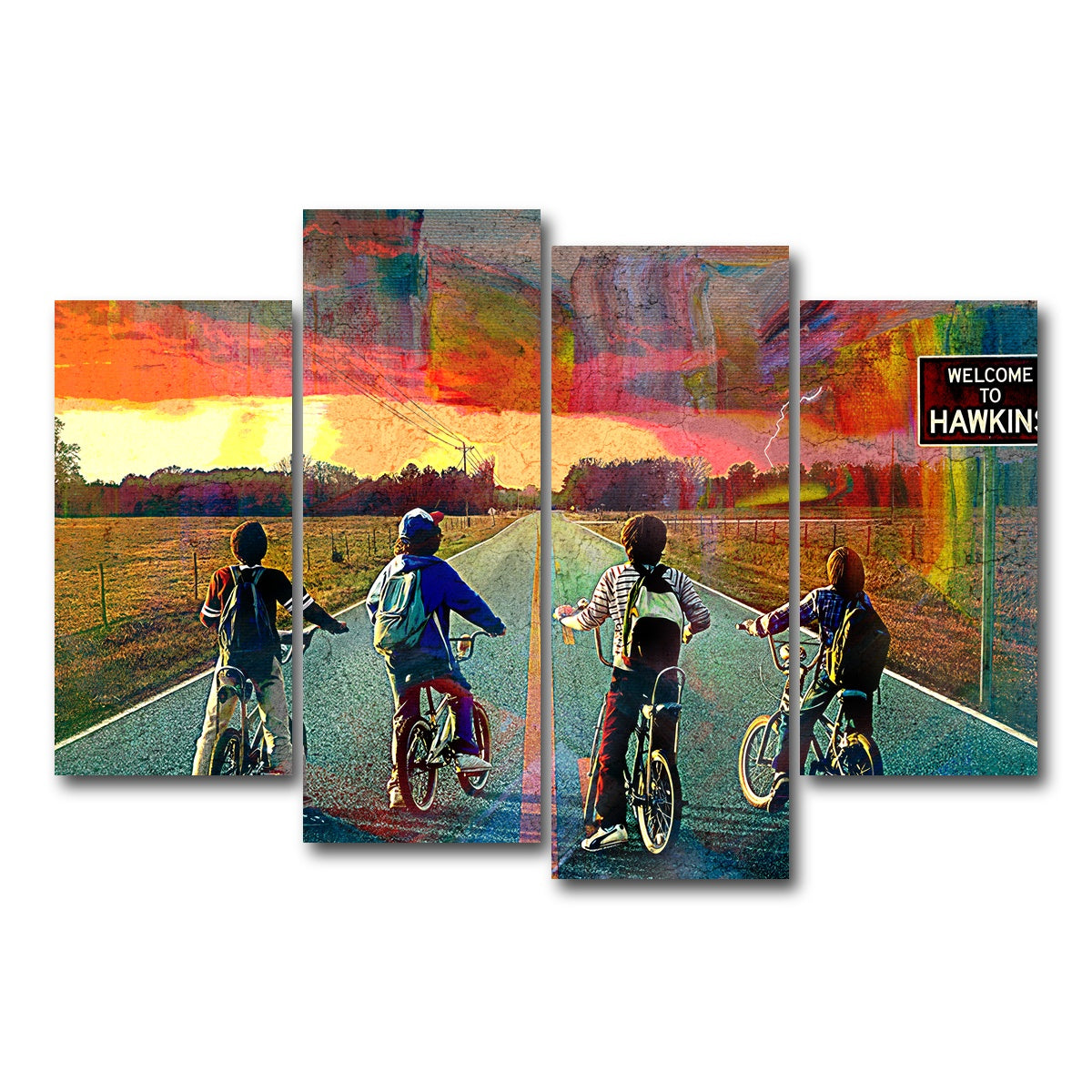 AUTO-MOCKUP WHITE | Welcome to Hawkins | 4 Piece | Gallery Wrap Canvas | group=4_short