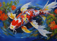 White Koi Fish Painting Wall Art