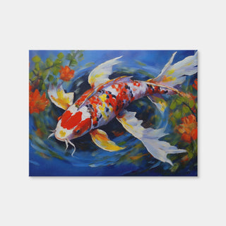 AUTO-MOCKUP WHITE | White Koi Fish Painting | 1 Piece | Gallery Wrap | group=4x3